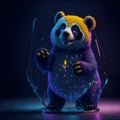 Playful Panda in Glass. Cute Panda 3D character