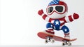 Playful Patriotic Character Skateboarding 3D Render Royalty Free Stock Photo