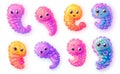 A playful pattern of vibrant cartoon germs and bacteria, displaying a variety of shapes and sizes.