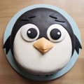 Playful Penguin Cake With Large Eyes - Creative Commons Attribution