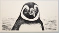 Playful Penguin: A Fun And Whimsical Lino Print Artwork