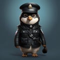 Playful Penguin In Hyperrealistic Police Uniform: A Luminist Fantasy