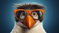 Playful Penguin With Spectacles: Uhd Image With Solarization Effect