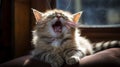 A Playful Pet Cat Charming Yawns Royalty Free Stock Photo