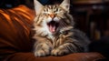 A Playful Pet Cat Charming Yawns Royalty Free Stock Photo