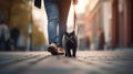 Playful pets with their friends and families. Walk with pet in city. AI-Generated