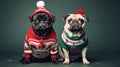 Playful Pets in Ugly Christmas Sweaters AI Generated