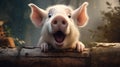 Playful Pig In The Forest: A Smiling Cinema4d Render Royalty Free Stock Photo