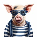 Playful Pig In Sunglasses: Hip-hop Style Editorial Illustration