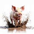 Playful Pink Piglet Splashing in Mud Royalty Free Stock Photo