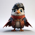 Playful Pirate Bird Illustration In Frostpunk Style