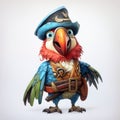 Playful Pirate Parrot: A Photorealistic Illustration In The Style Of John Wilhelm