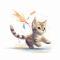 Playful Pixie-bob Kitten Chasing Feather Toy