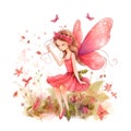 Playful pixie haven, charming clipart of colorful fairies with cute wings and haven of playful flowers