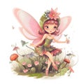 Playful pixie meadows, charming clipart of colorful fairies with cute wings and meadow flower delights