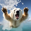 Playful Polar Bear: Silly Antics in the Arctic Royalty Free Stock Photo