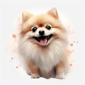 Playful Pomeranian Dog On White Background - Hyper-realistic Speedpainting