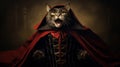 Playful portrait of a cat dressed as a vampire