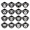 Playful Primate Portraits: A Captivating Set of Vector Monkey Faces