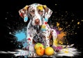 Playful Pup Creates Pastel Masterpiece with Eggs and Brush (AI Generated)