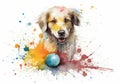 Playful Pup Creates Pastel Masterpiece with Eggs and Brush (AI Generated)