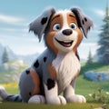 Cartoon Puppy In Disney Animation Style With Realistic Animal Portraits