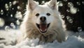 A playful puppy in the snow, enjoying the winter wonderland generated by AI Royalty Free Stock Photo