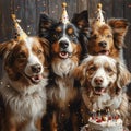 Playful pups celebrate a birthday with joy.