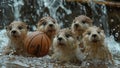 Playful Pups: Five Wet Dogs Enjoying a Splash with a Basketball in the Water