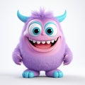 Playful Purple Monster With Large Blue Eyes - 3d Rendering Royalty Free Stock Photo