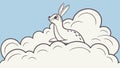 Playful Rabbit in Cloud Vector Illustration for Whimsical Designs, vector design Generative AI Royalty Free Stock Photo