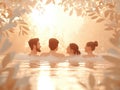 A playful representation of a family enjoying a bath together, perhaps with bubbles and laughter Royalty Free Stock Photo