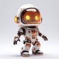 Playful Robot Astronaut: A Cute Cartoon Character In Futuristic Minimalism Style
