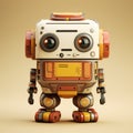 Playful Robot Standing On Beige Background With Photorealistic Details