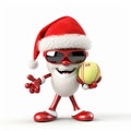 Playful Santa Claus With Tennis Ball - 3d Rendering