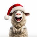 Playful Santa Sheep: 3d Rendering And Illustration