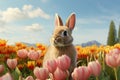 Playful scene of a rabbit enjoying a sunny day