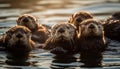 Playful sea lion group swimming in water generated by AI