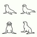 Playful Sea Lion and Seal Character Poses Royalty Free Stock Photo