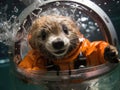 Cute otter diver suit tiny tub splash