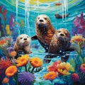 Playful Sea Otters in Extraordinary Underwater Scene