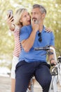 playful senior couple taking selfie Royalty Free Stock Photo