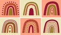 playful set of boho rainbow digital artwork. colorful of bundle rainbow illustrations Royalty Free Stock Photo