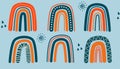 playful set of boho rainbow digital artwork. colorful of bundle rainbow illustrations Royalty Free Stock Photo