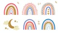 playful set of boho rainbow digital artwork. colorful of bundle rainbow illustrations Royalty Free Stock Photo