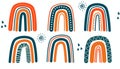 playful set of boho rainbow digital artwork. colorful of bundle scandinavian rainbow illustrations Royalty Free Stock Photo