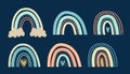 playful set of boho rainbow digital artwork. Cozy colorful rainbow illustrations graphic design Royalty Free Stock Photo