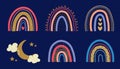 playful set of boho rainbow digital artwork. colorful of bundle rainbow scandinavian illustrations Royalty Free Stock Photo