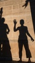 Playful Shadows Waving on an Ancient Wall Royalty Free Stock Photo