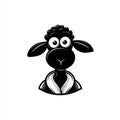Playful sheep mascot illustration in simple monochrome style Royalty Free Stock Photo